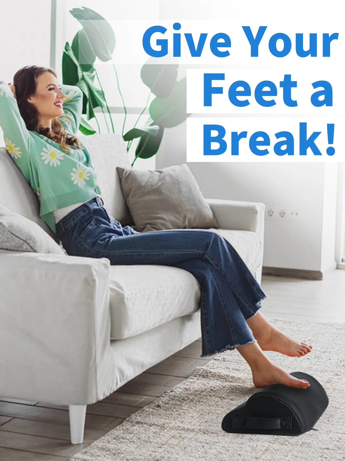 Memory Foam Office Foot Stool & Under Desk Footrest Leg Elevation Pillow for Gaming & Home Office